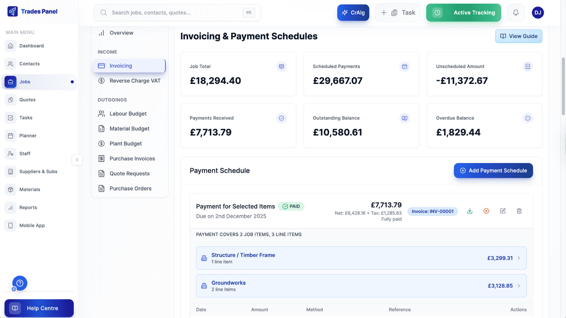 Trades Panel Dashboard